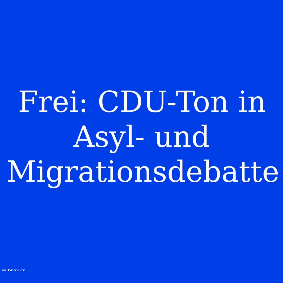 Frei: CDU-Ton In Asyl- Und Migrationsdebatte