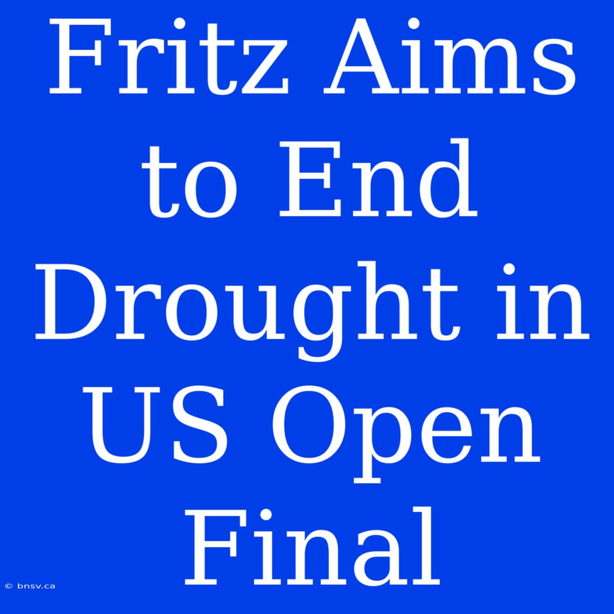 Fritz Aims To End Drought In US Open Final