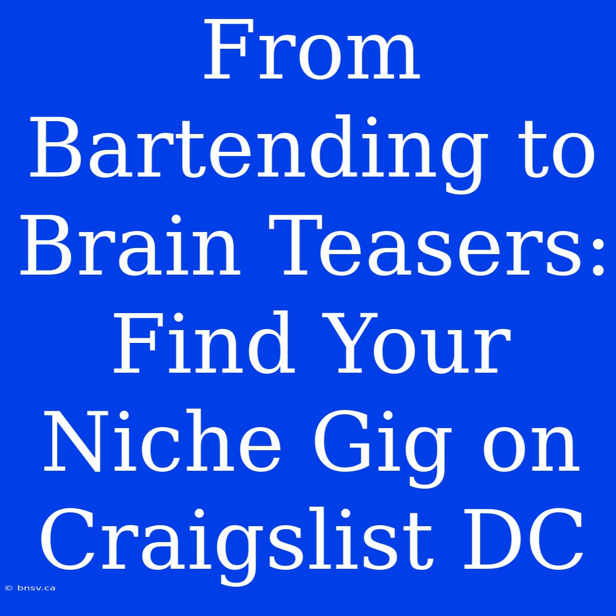 From Bartending To Brain Teasers: Find Your Niche Gig On Craigslist DC