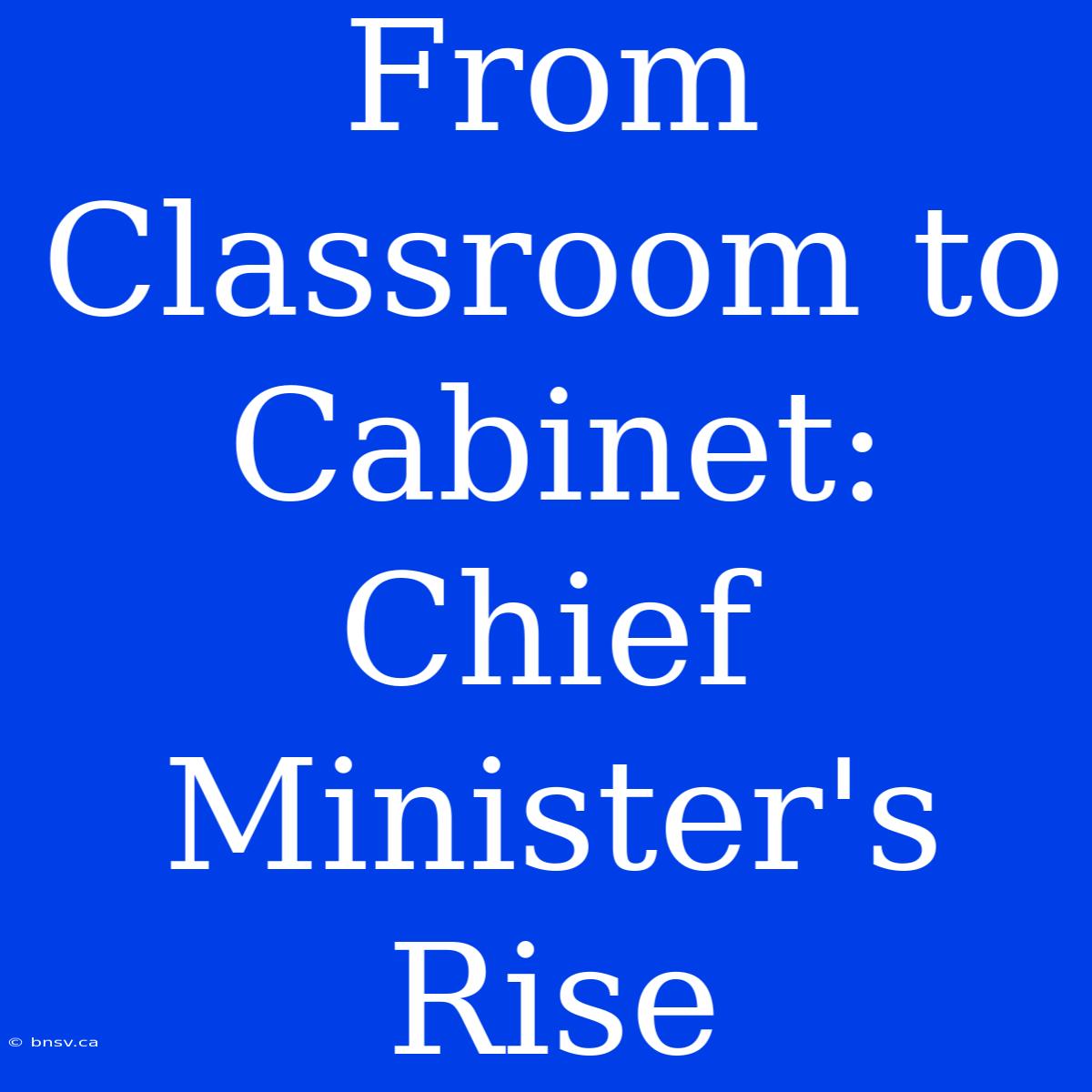 From Classroom To Cabinet: Chief Minister's Rise