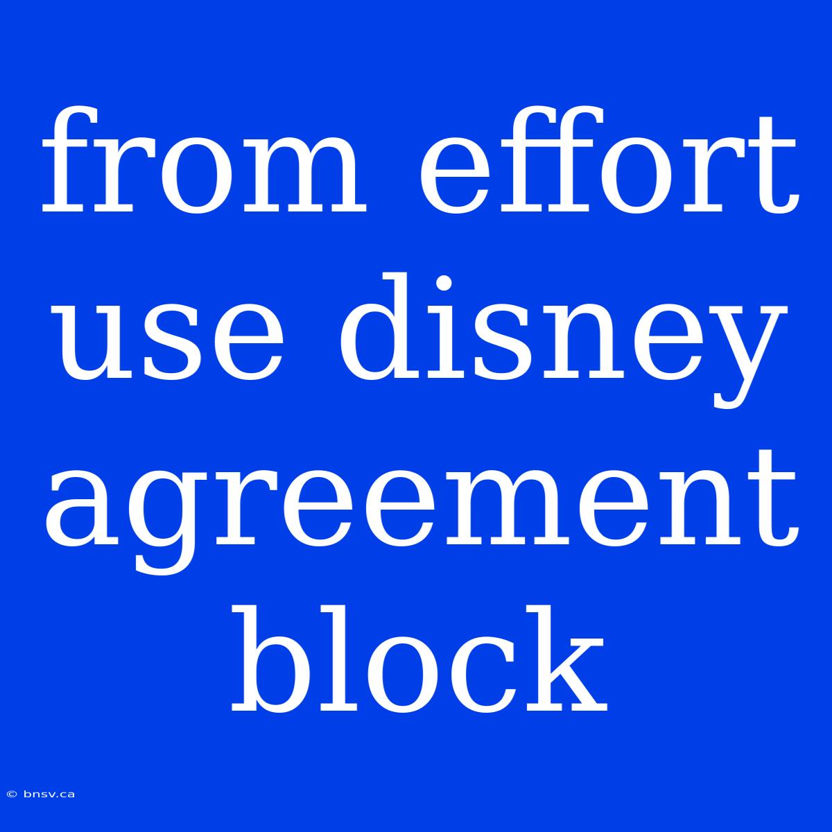 From Effort Use Disney Agreement Block