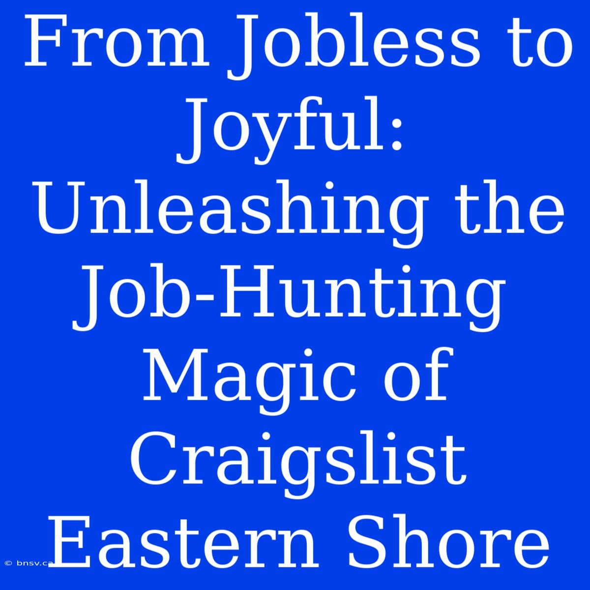 From Jobless To Joyful: Unleashing The Job-Hunting Magic Of Craigslist Eastern Shore