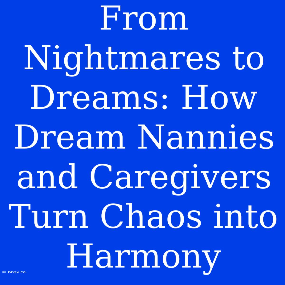 From Nightmares To Dreams: How Dream Nannies And Caregivers Turn Chaos Into Harmony