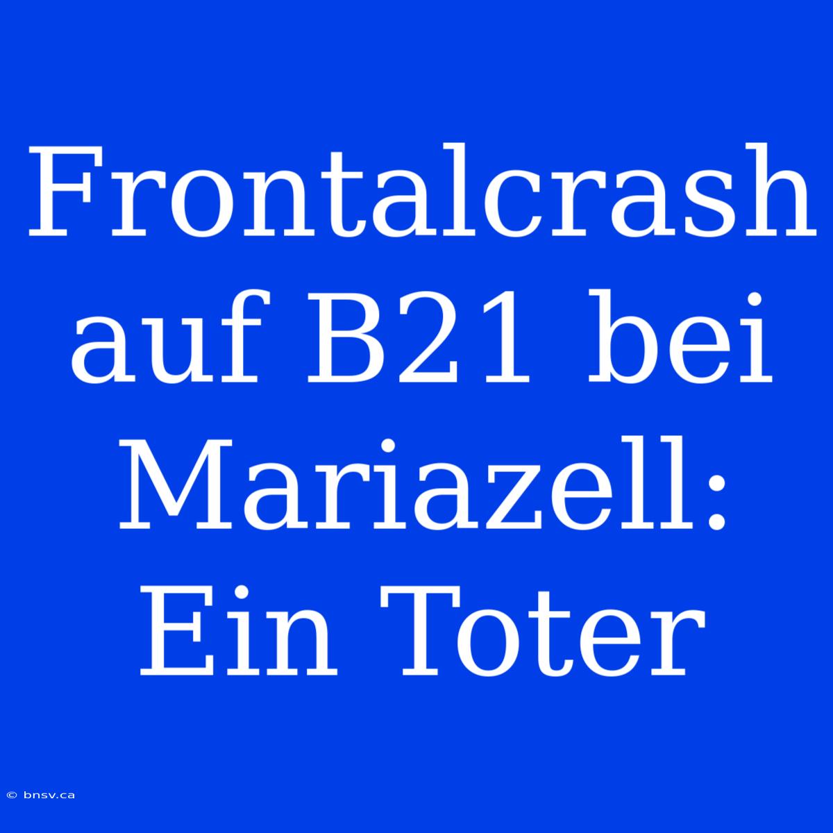 Frontalcrash Auf B21 Bei Mariazell: Ein Toter