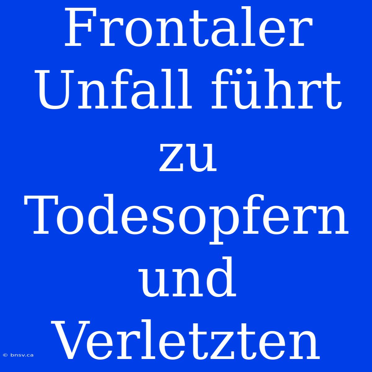 Frontaler Unfall Führt Zu Todesopfern Und Verletzten