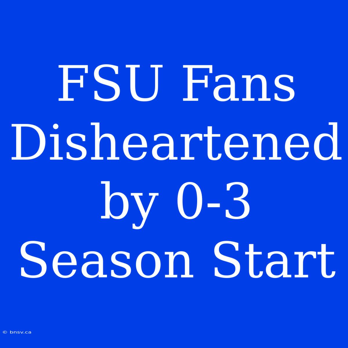 FSU Fans Disheartened By 0-3 Season Start