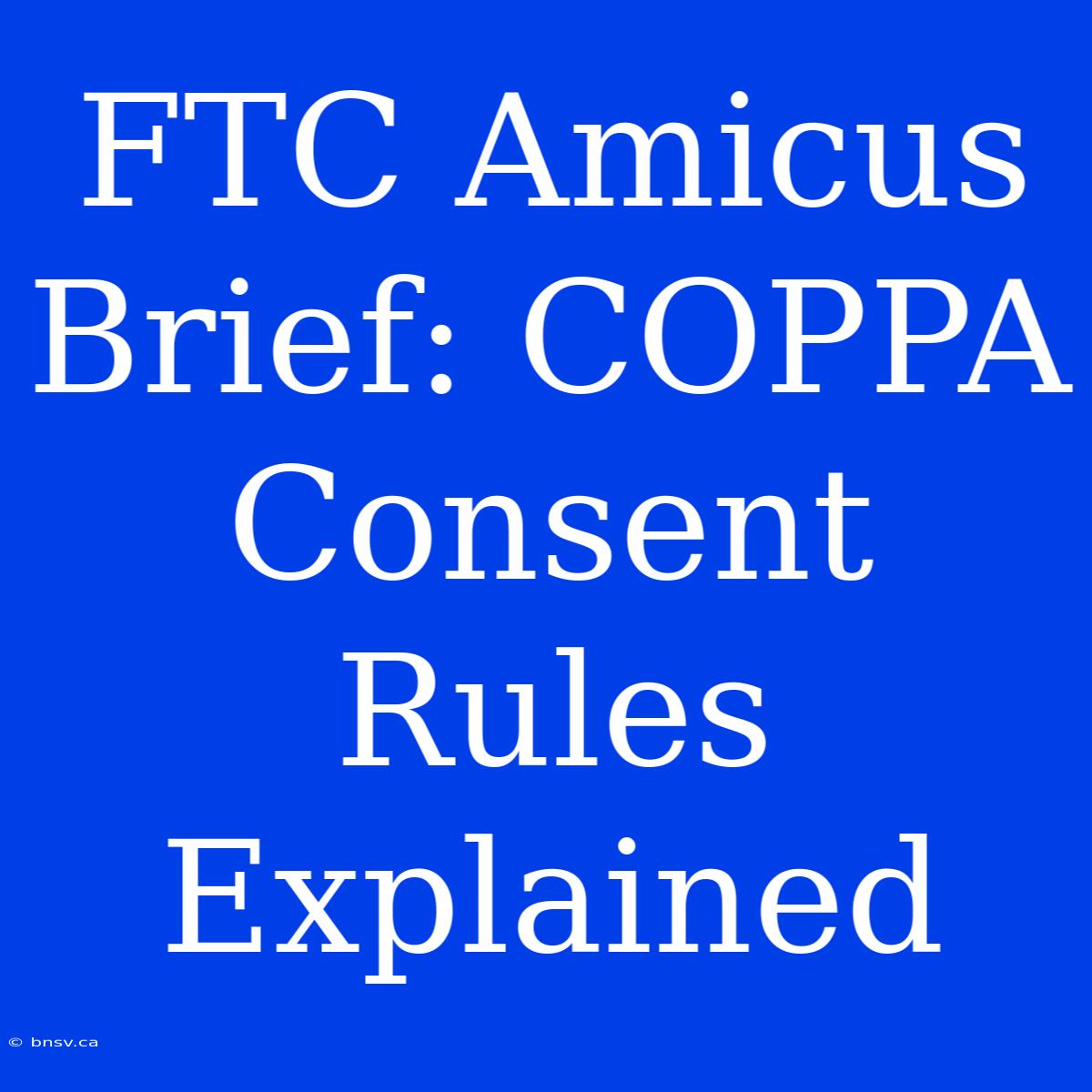 FTC Amicus Brief: COPPA Consent Rules Explained