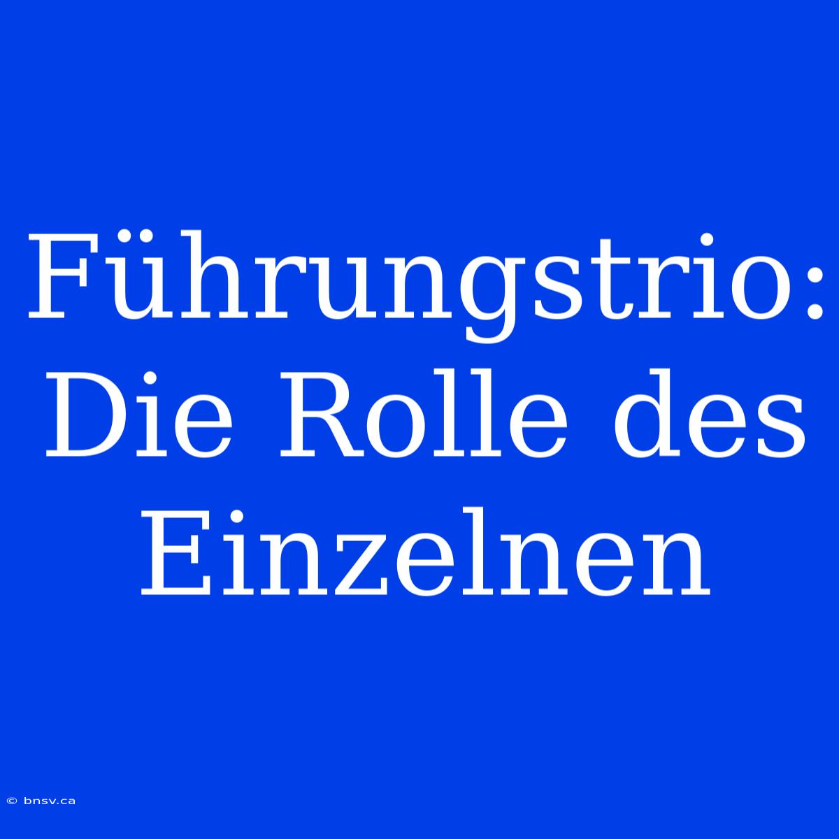 Führungstrio: Die Rolle Des Einzelnen