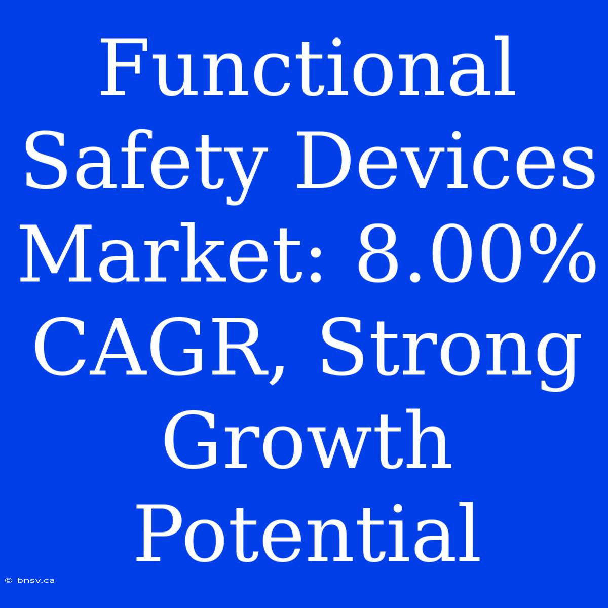 Functional Safety Devices Market: 8.00% CAGR, Strong Growth Potential