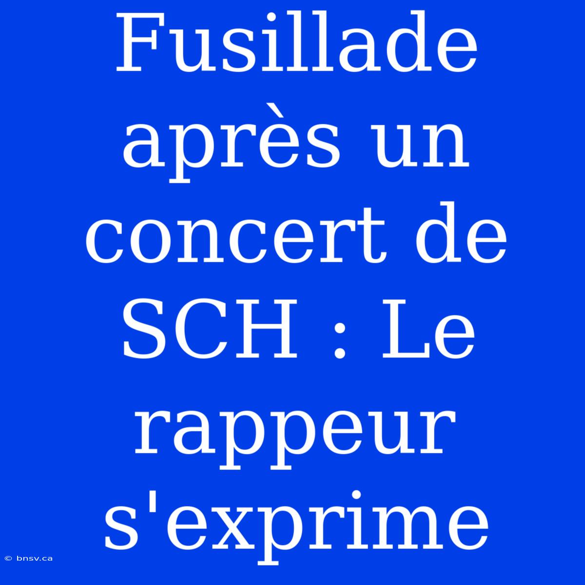 Fusillade Après Un Concert De SCH : Le Rappeur S'exprime