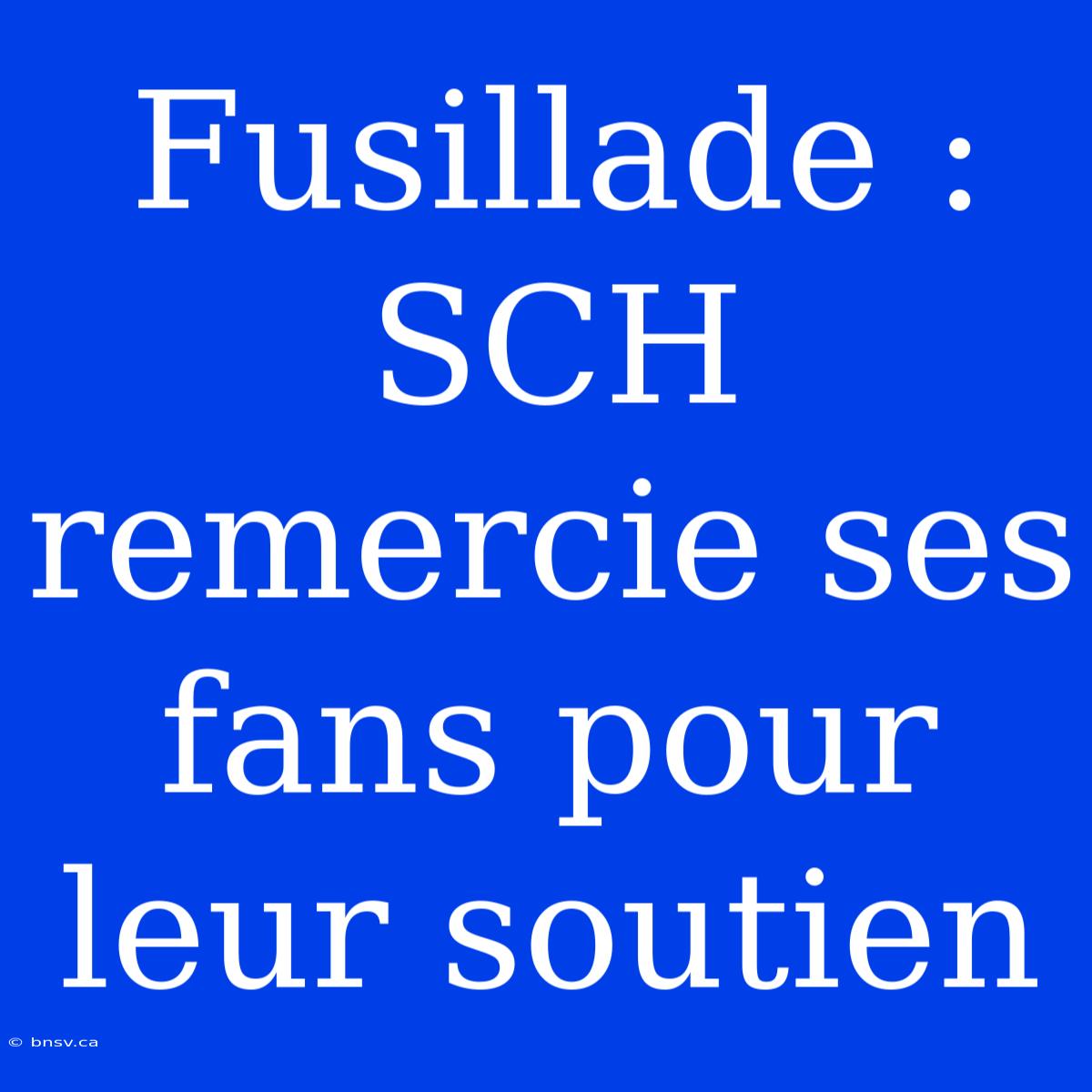 Fusillade : SCH Remercie Ses Fans Pour Leur Soutien