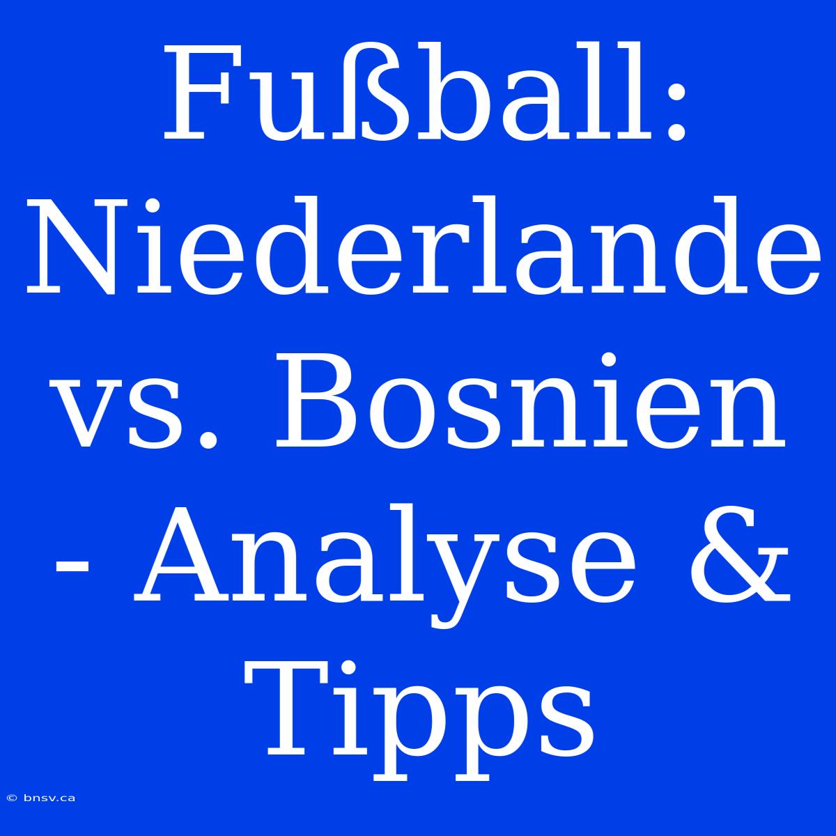 Fußball: Niederlande Vs. Bosnien - Analyse & Tipps