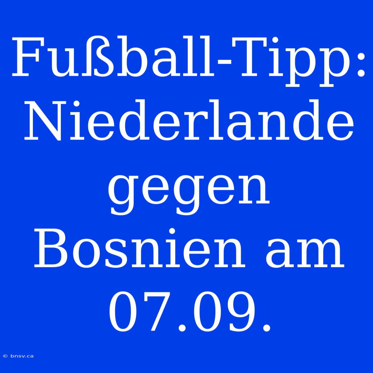 Fußball-Tipp: Niederlande Gegen Bosnien Am 07.09.