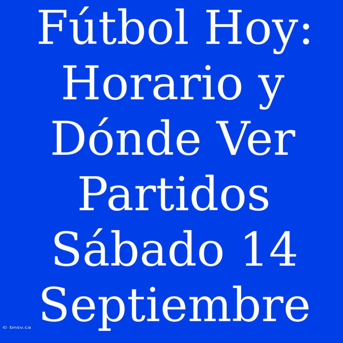 Fútbol Hoy: Horario Y Dónde Ver Partidos Sábado 14 Septiembre