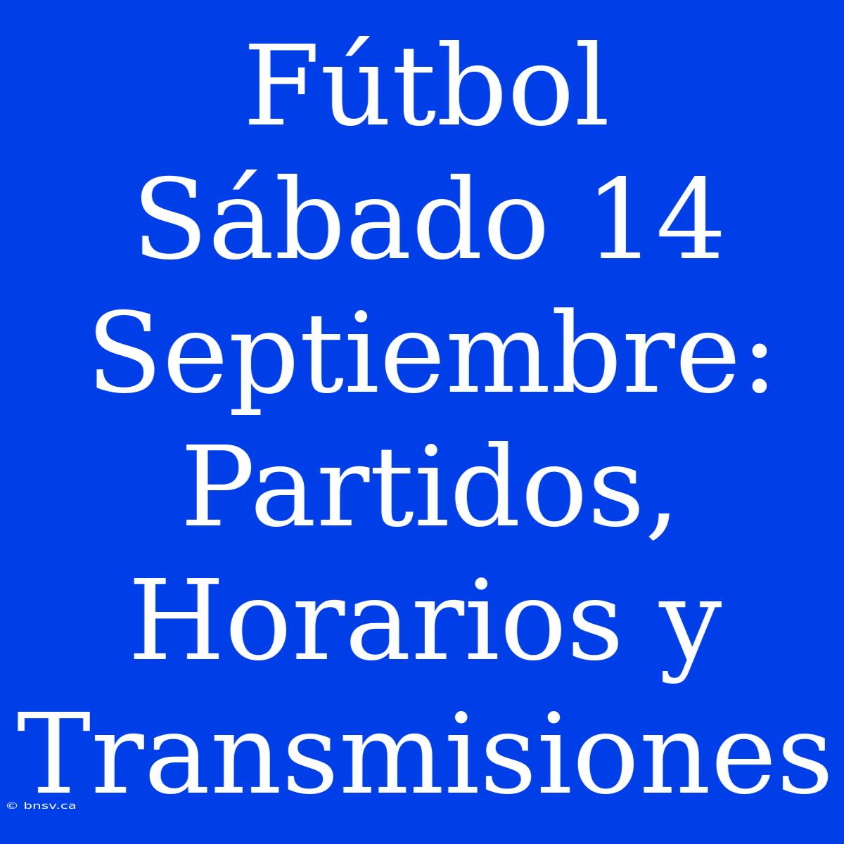 Fútbol Sábado 14 Septiembre: Partidos, Horarios Y Transmisiones