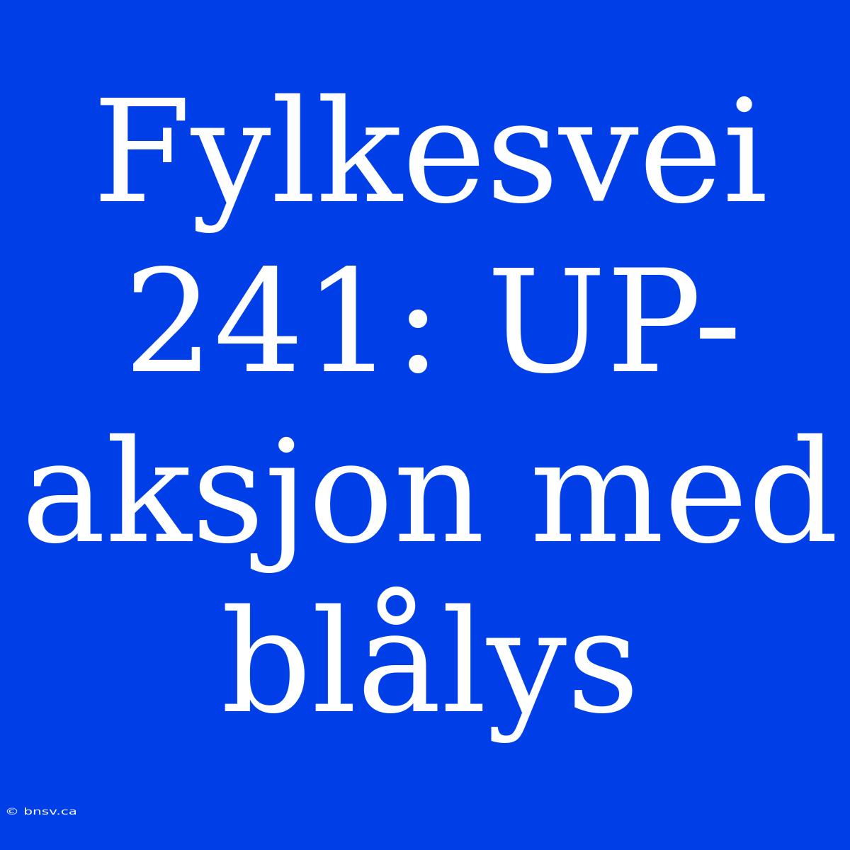 Fylkesvei 241: UP-aksjon Med Blålys