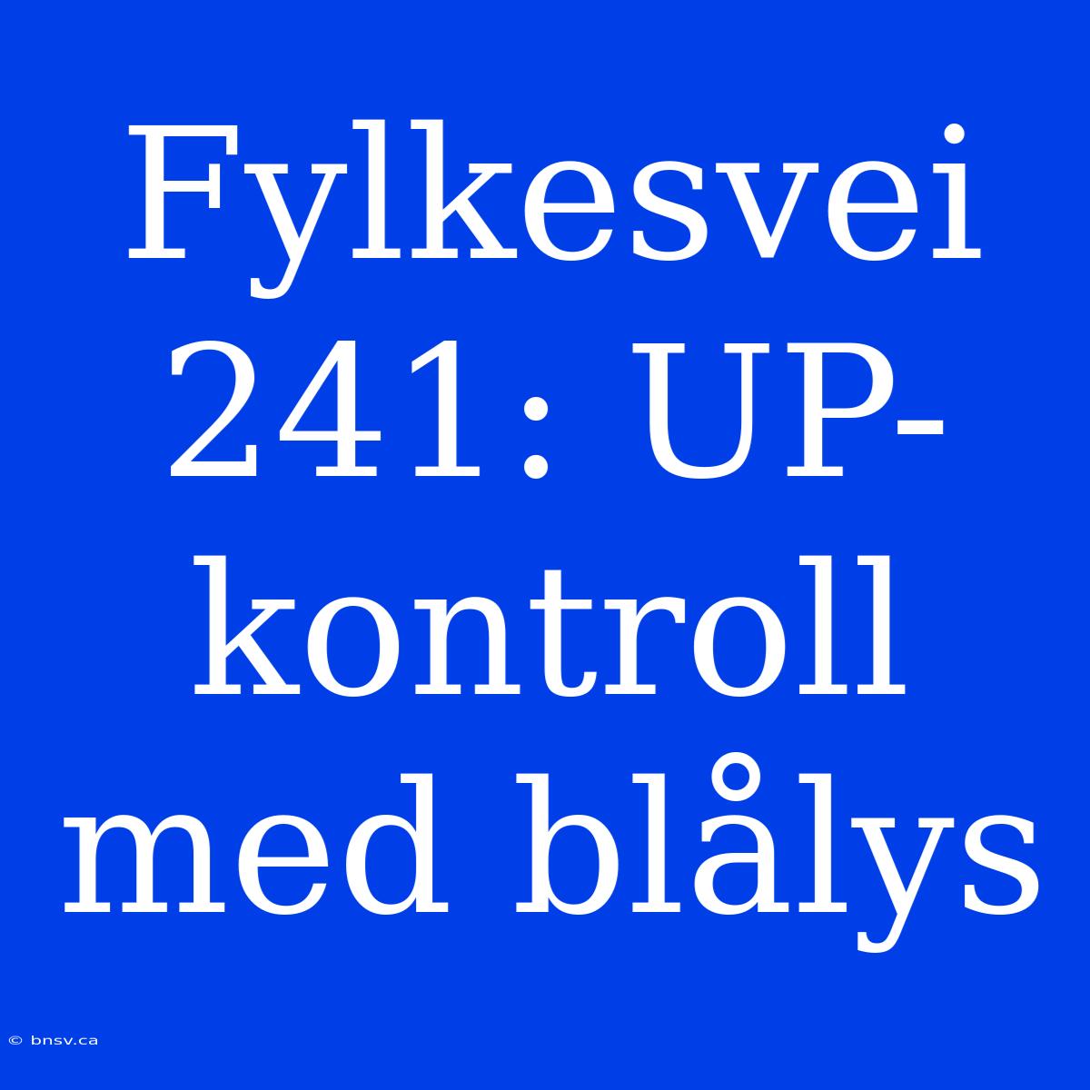 Fylkesvei 241: UP-kontroll Med Blålys