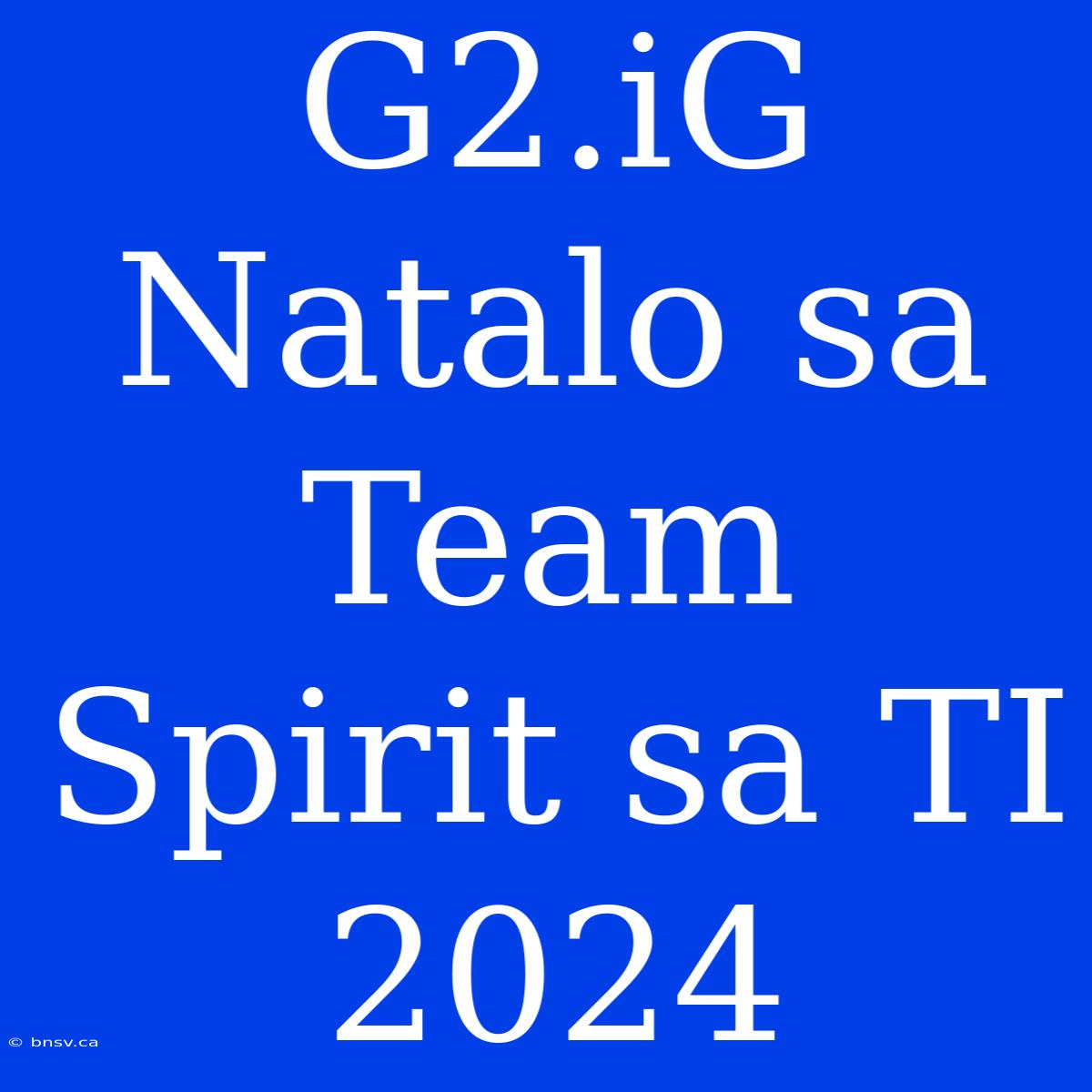 G2.iG Natalo Sa Team Spirit Sa TI 2024