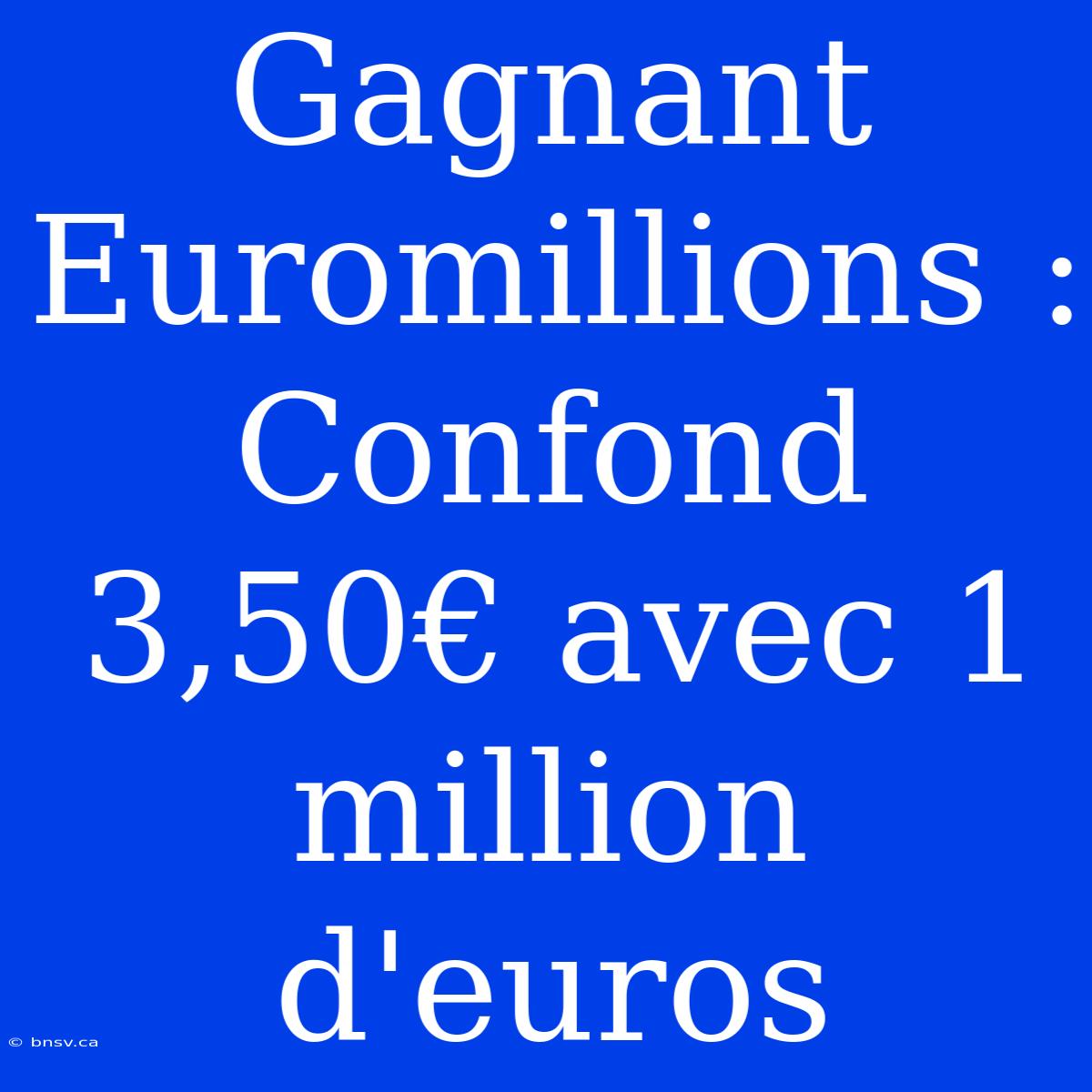 Gagnant Euromillions : Confond 3,50€ Avec 1 Million D'euros