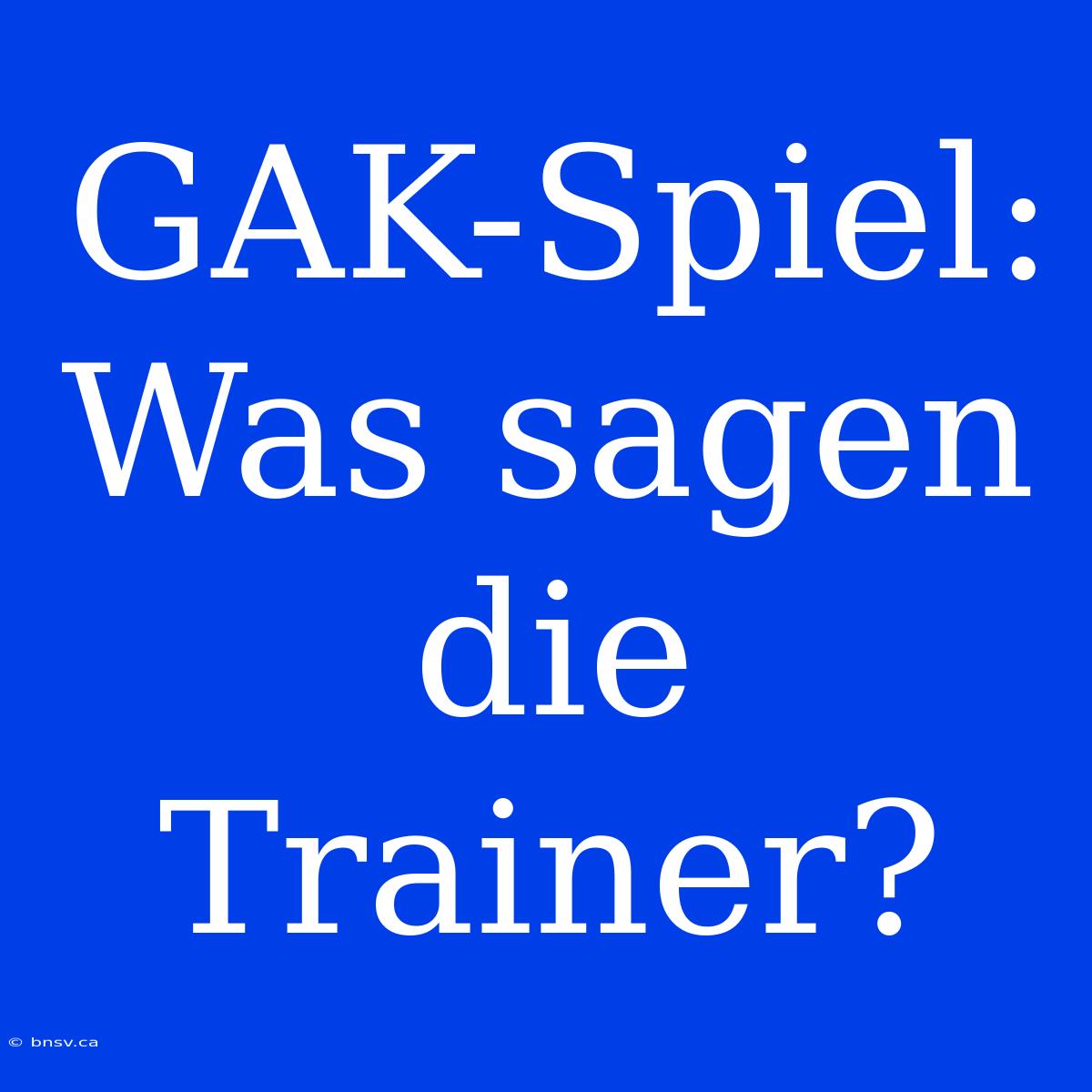 GAK-Spiel: Was Sagen Die Trainer?