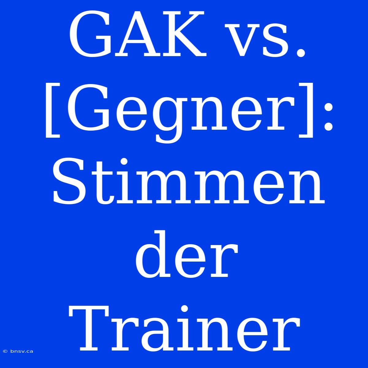 GAK Vs. [Gegner]: Stimmen Der Trainer