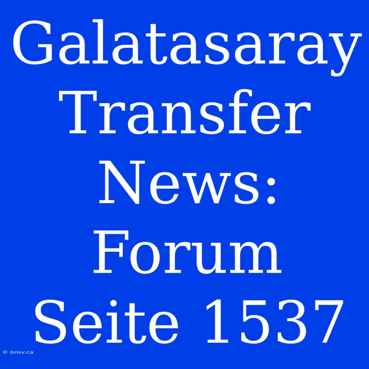 Galatasaray Transfer News: Forum Seite 1537