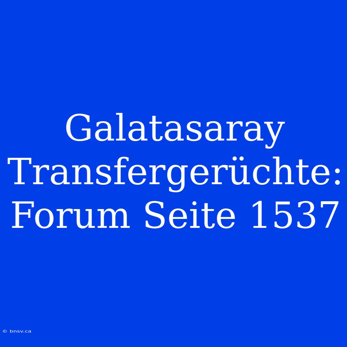 Galatasaray Transfergerüchte: Forum Seite 1537