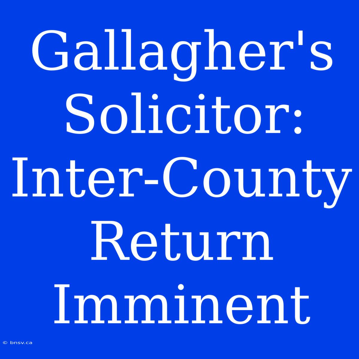 Gallagher's Solicitor: Inter-County Return Imminent