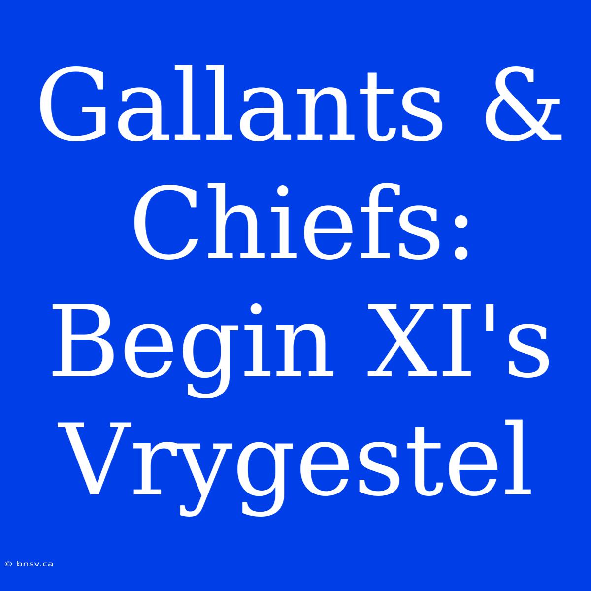 Gallants & Chiefs: Begin XI's Vrygestel