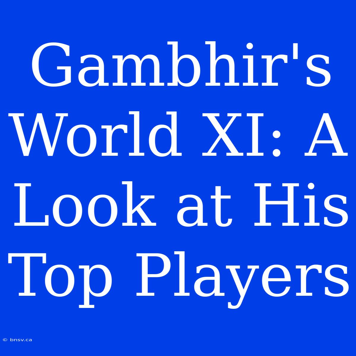 Gambhir's World XI: A Look At His Top Players