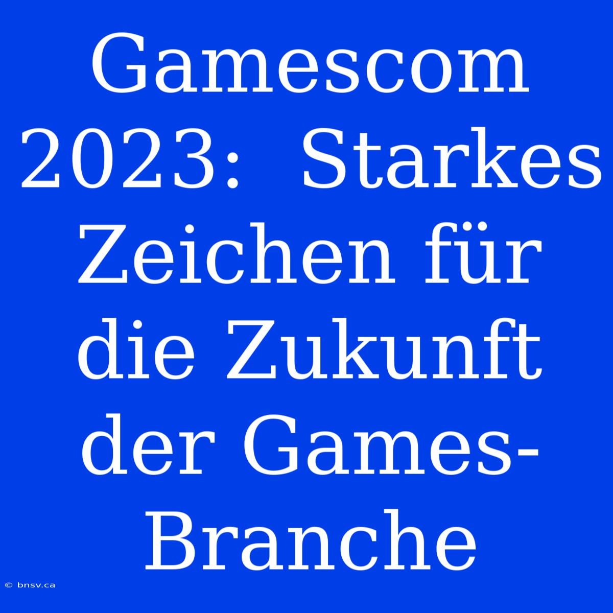 Gamescom 2023:  Starkes Zeichen Für Die Zukunft Der Games-Branche