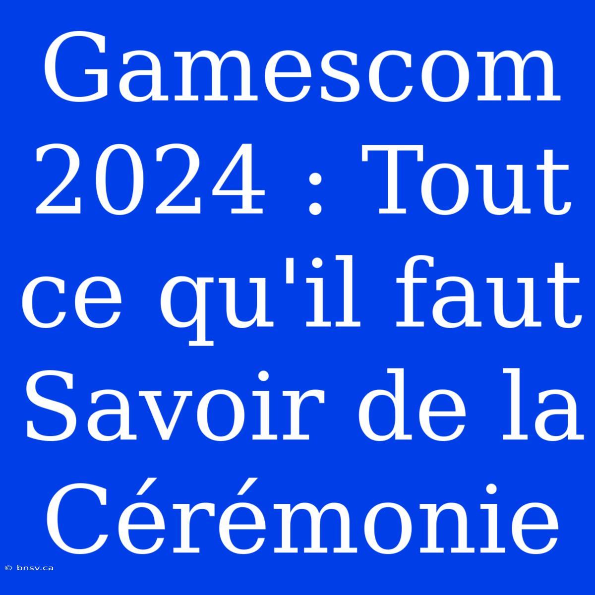 Gamescom 2024 : Tout Ce Qu'il Faut Savoir De La Cérémonie