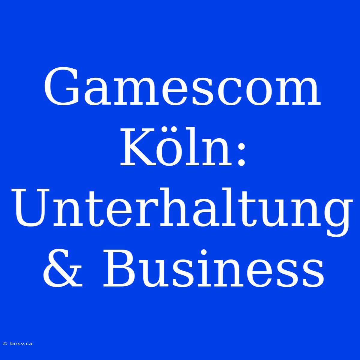 Gamescom Köln: Unterhaltung & Business