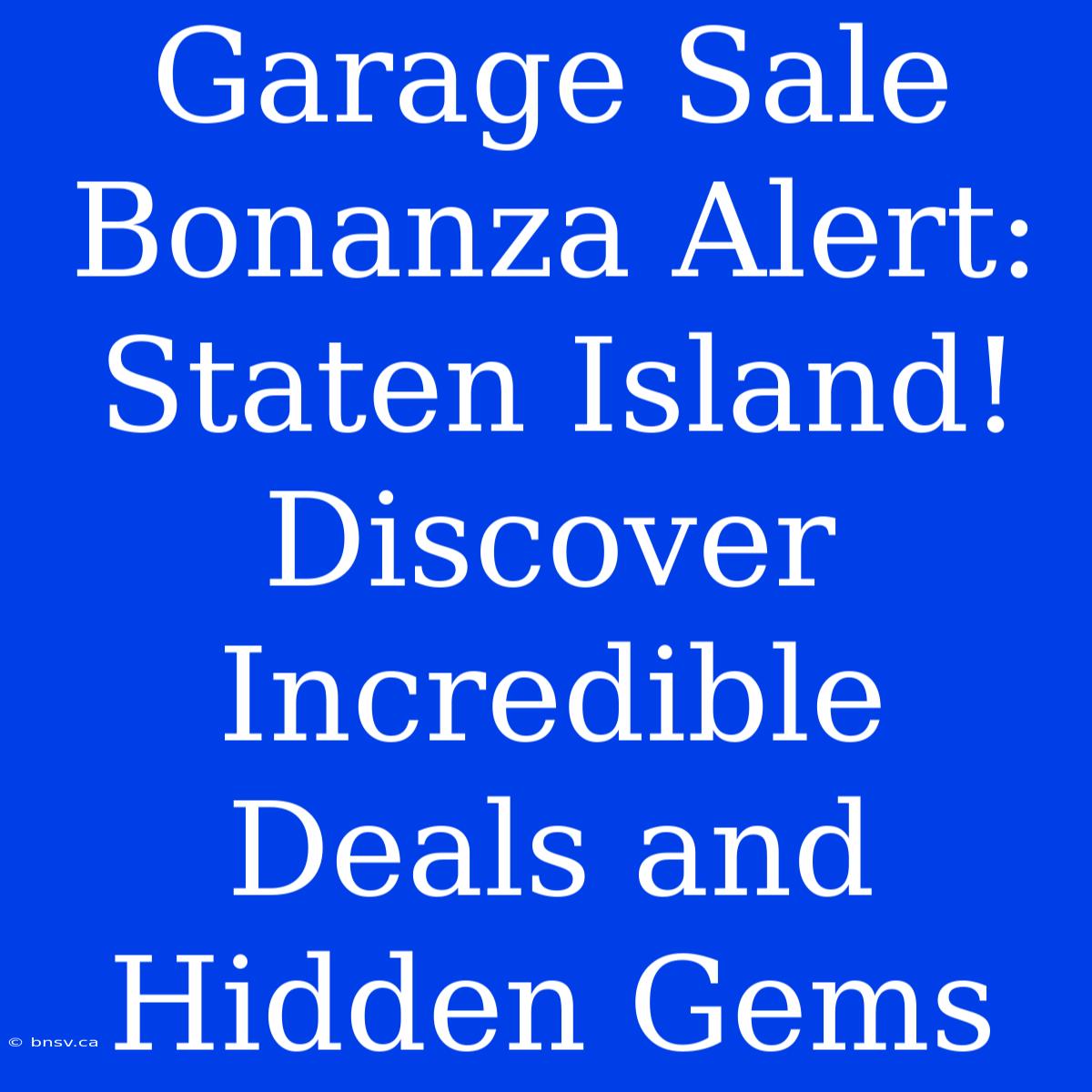 Garage Sale Bonanza Alert: Staten Island! Discover Incredible Deals And Hidden Gems