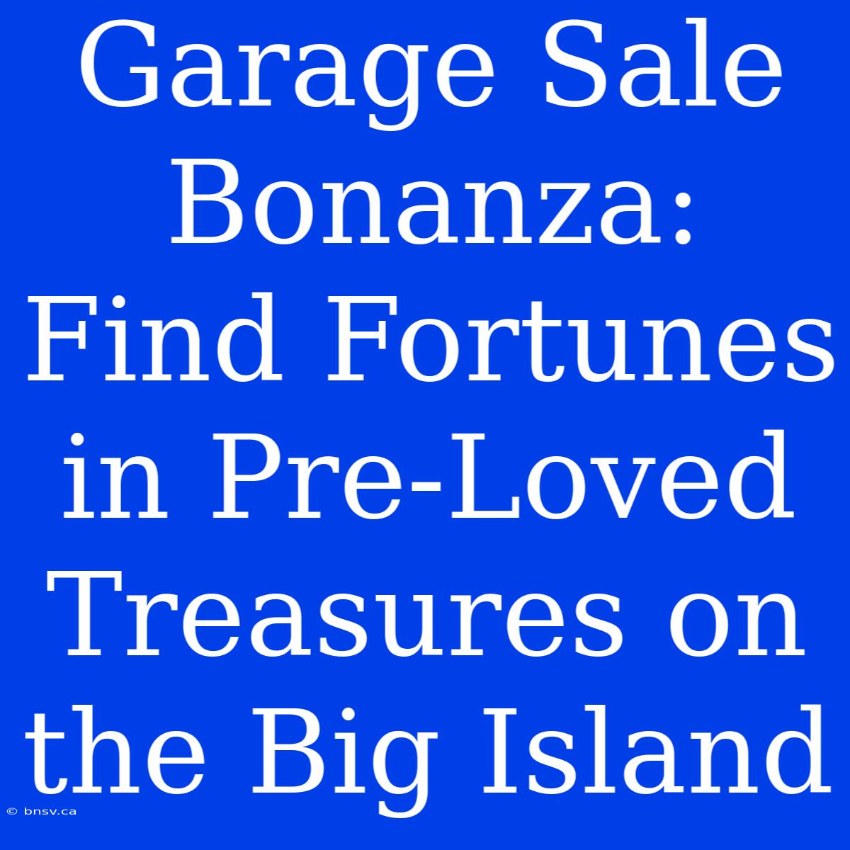 Garage Sale Bonanza: Find Fortunes In Pre-Loved Treasures On The Big Island