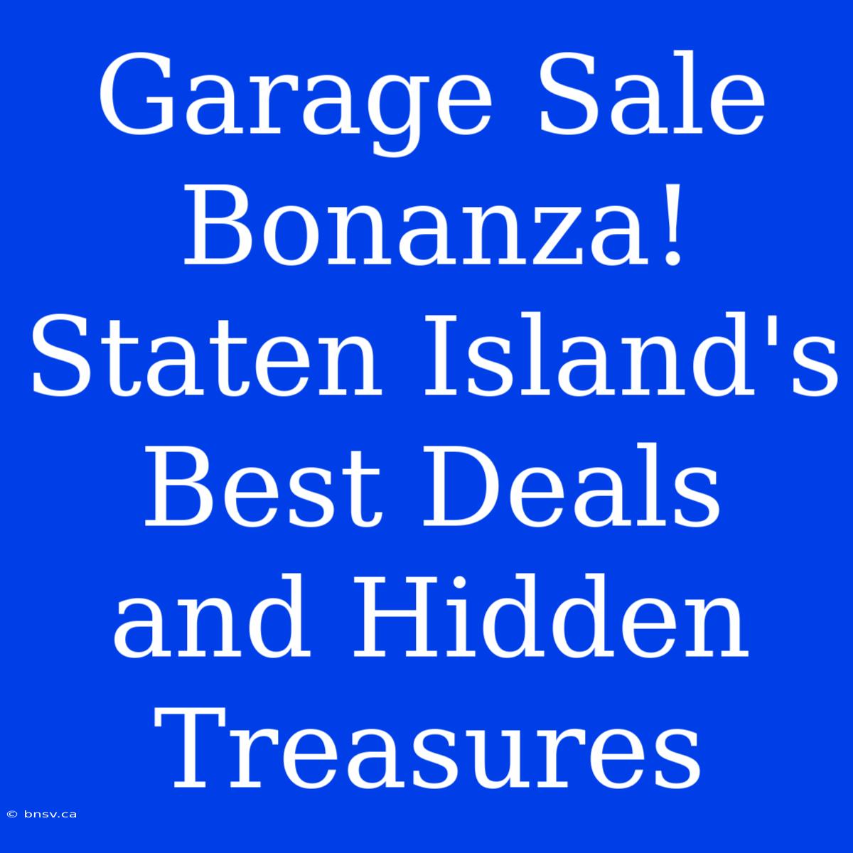 Garage Sale Bonanza! Staten Island's Best Deals And Hidden Treasures