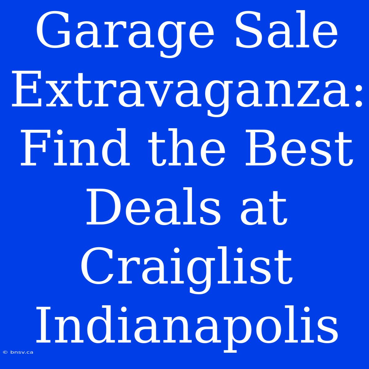 Garage Sale Extravaganza: Find The Best Deals At Craiglist Indianapolis