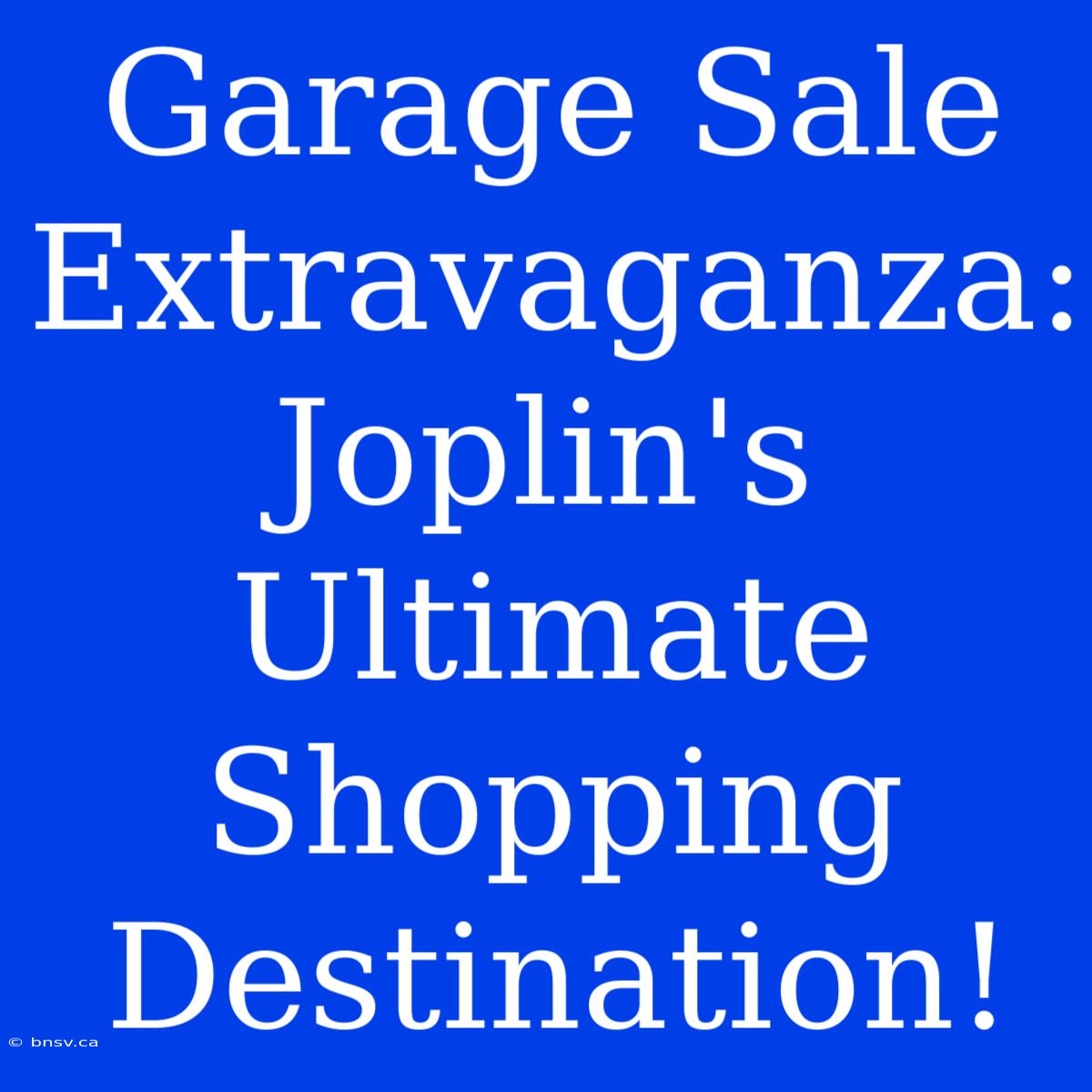 Garage Sale Extravaganza: Joplin's Ultimate Shopping Destination!