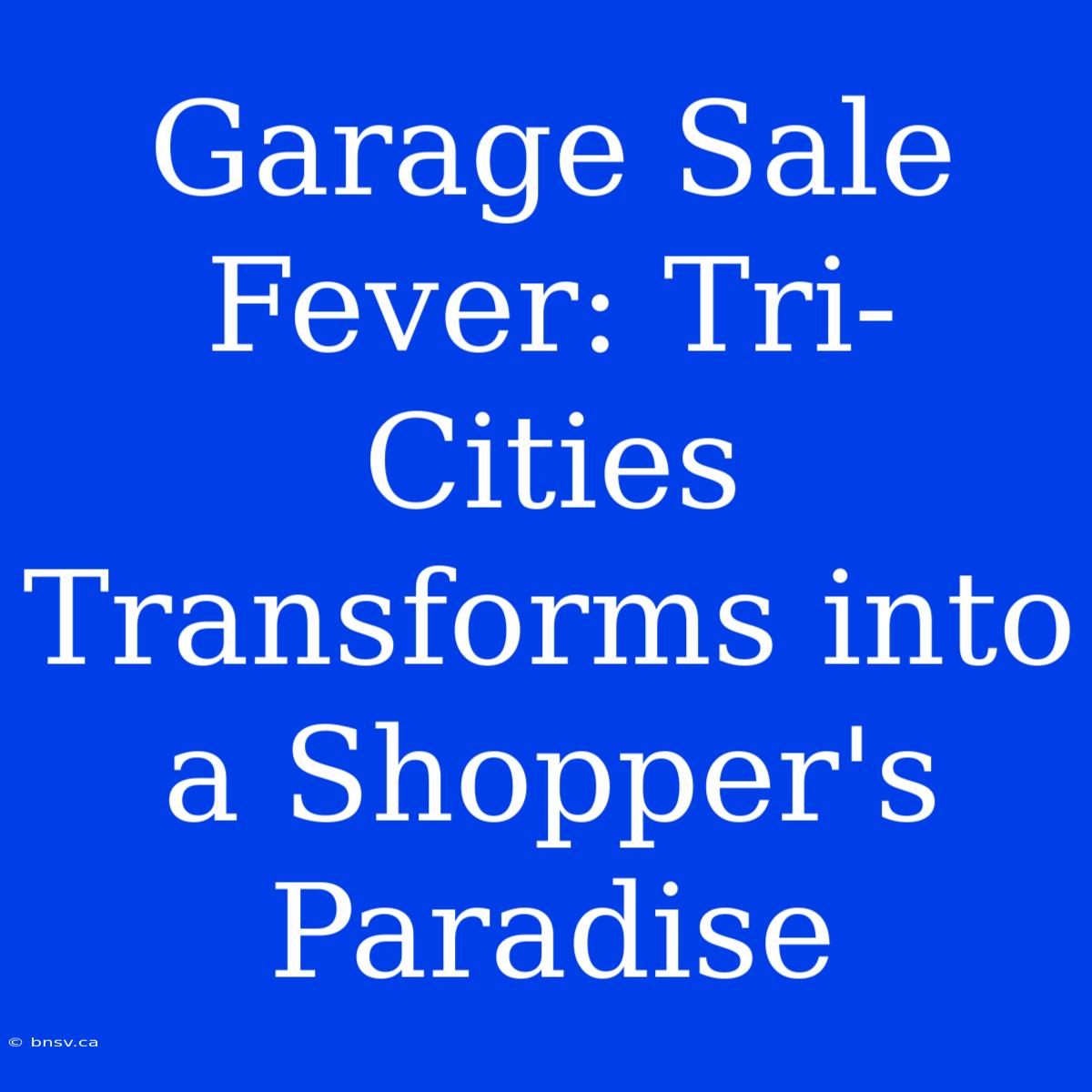 Garage Sale Fever: Tri-Cities Transforms Into A Shopper's Paradise