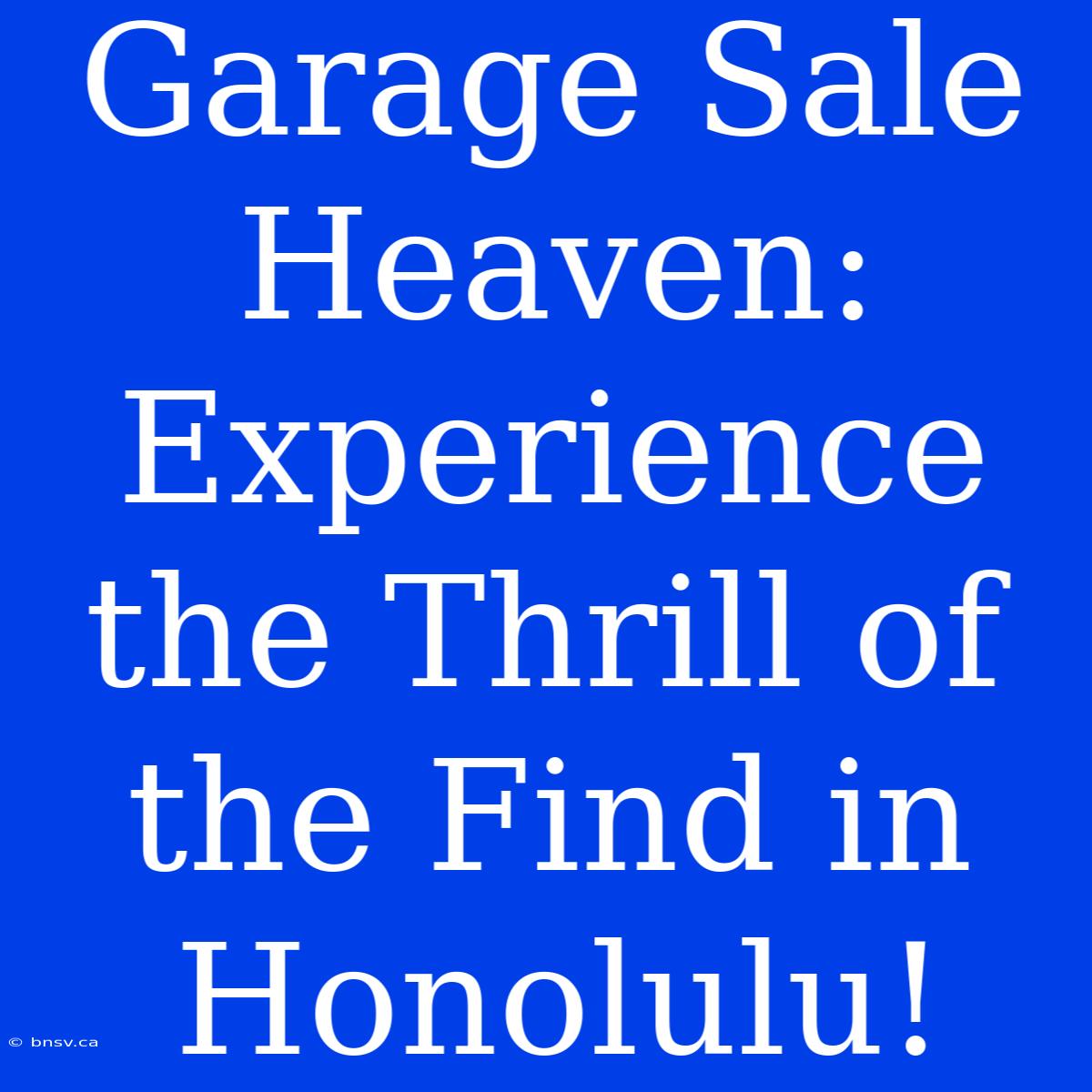 Garage Sale Heaven: Experience The Thrill Of The Find In Honolulu!