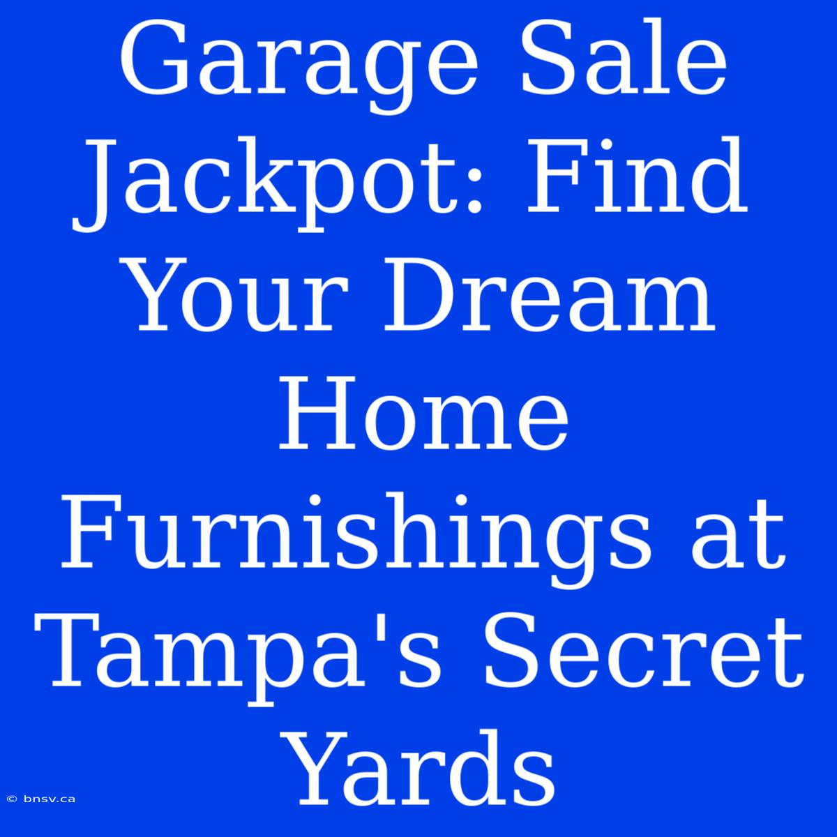 Garage Sale Jackpot: Find Your Dream Home Furnishings At Tampa's Secret Yards