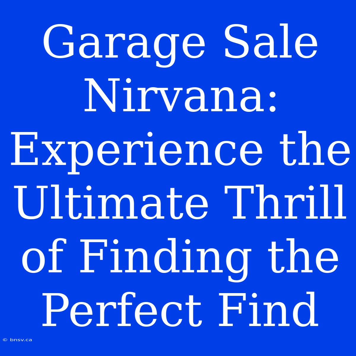 Garage Sale Nirvana: Experience The Ultimate Thrill Of Finding The Perfect Find