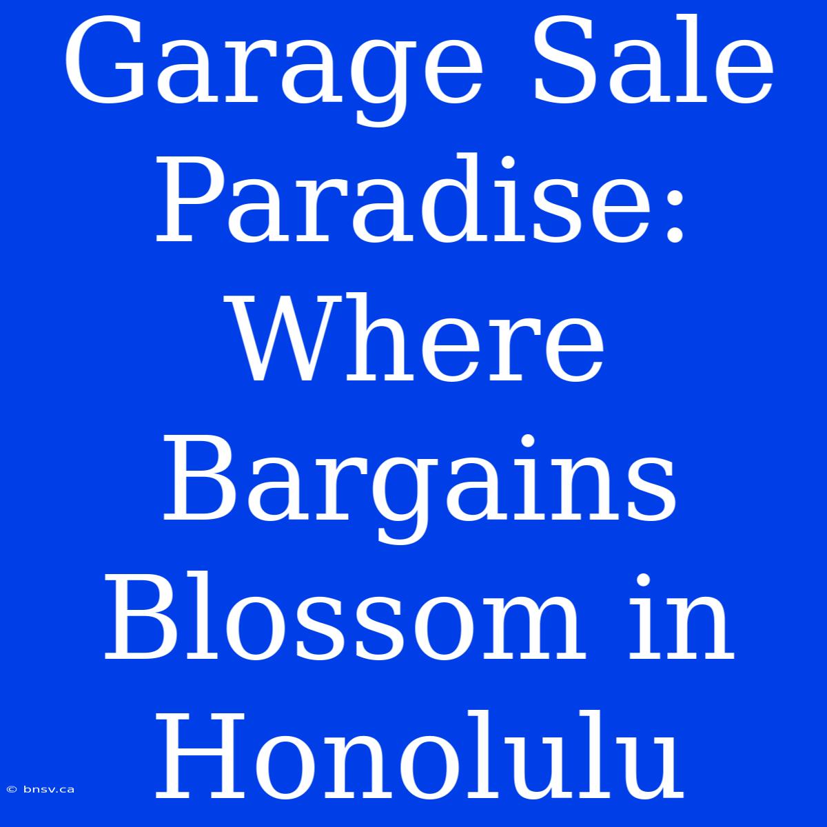 Garage Sale Paradise: Where Bargains Blossom In Honolulu