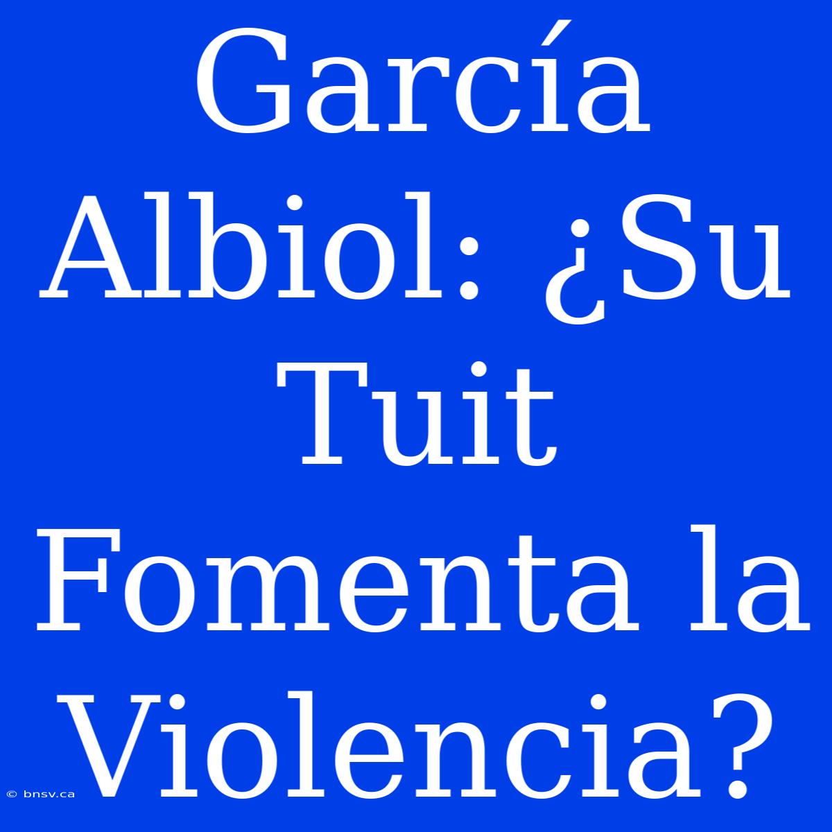 García Albiol: ¿Su Tuit Fomenta La Violencia?