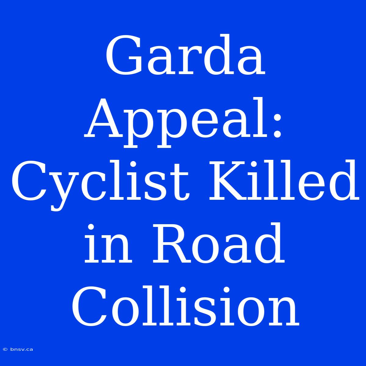 Garda Appeal: Cyclist Killed In Road Collision