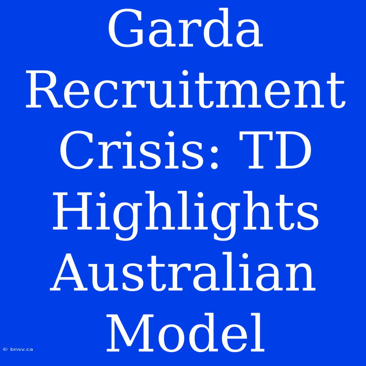 Garda Recruitment Crisis: TD Highlights Australian Model