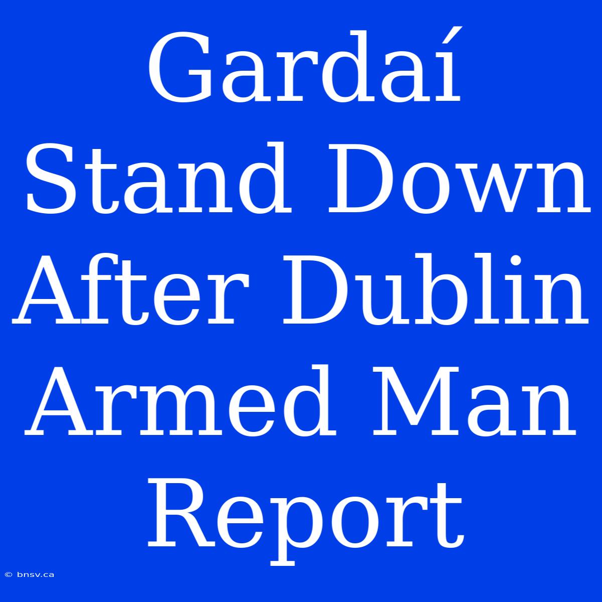 Gardaí Stand Down After Dublin Armed Man Report