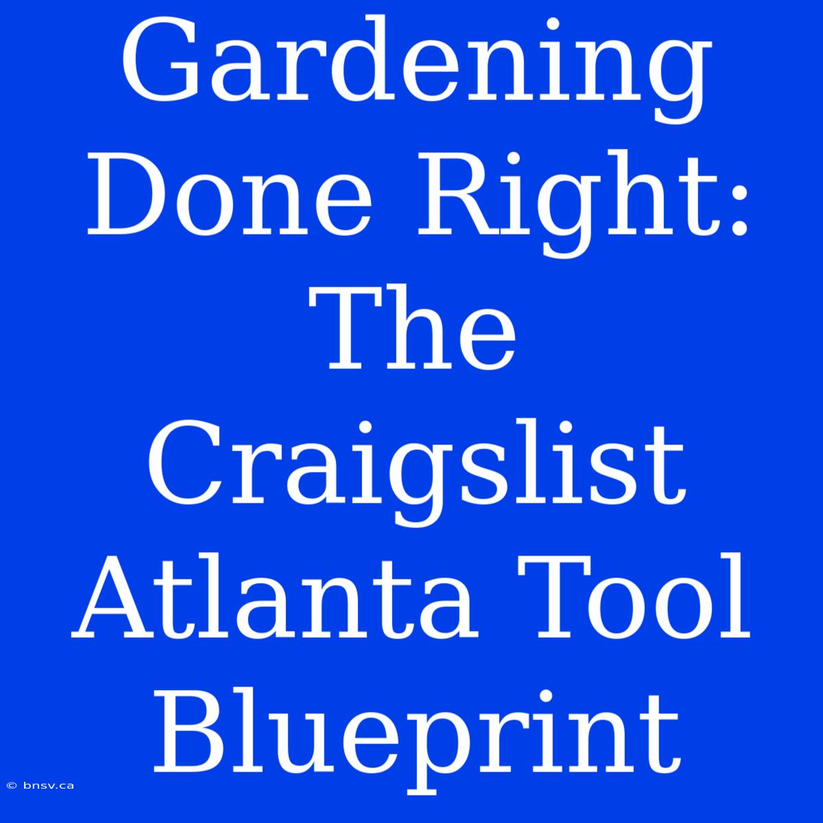 Gardening Done Right: The Craigslist Atlanta Tool Blueprint