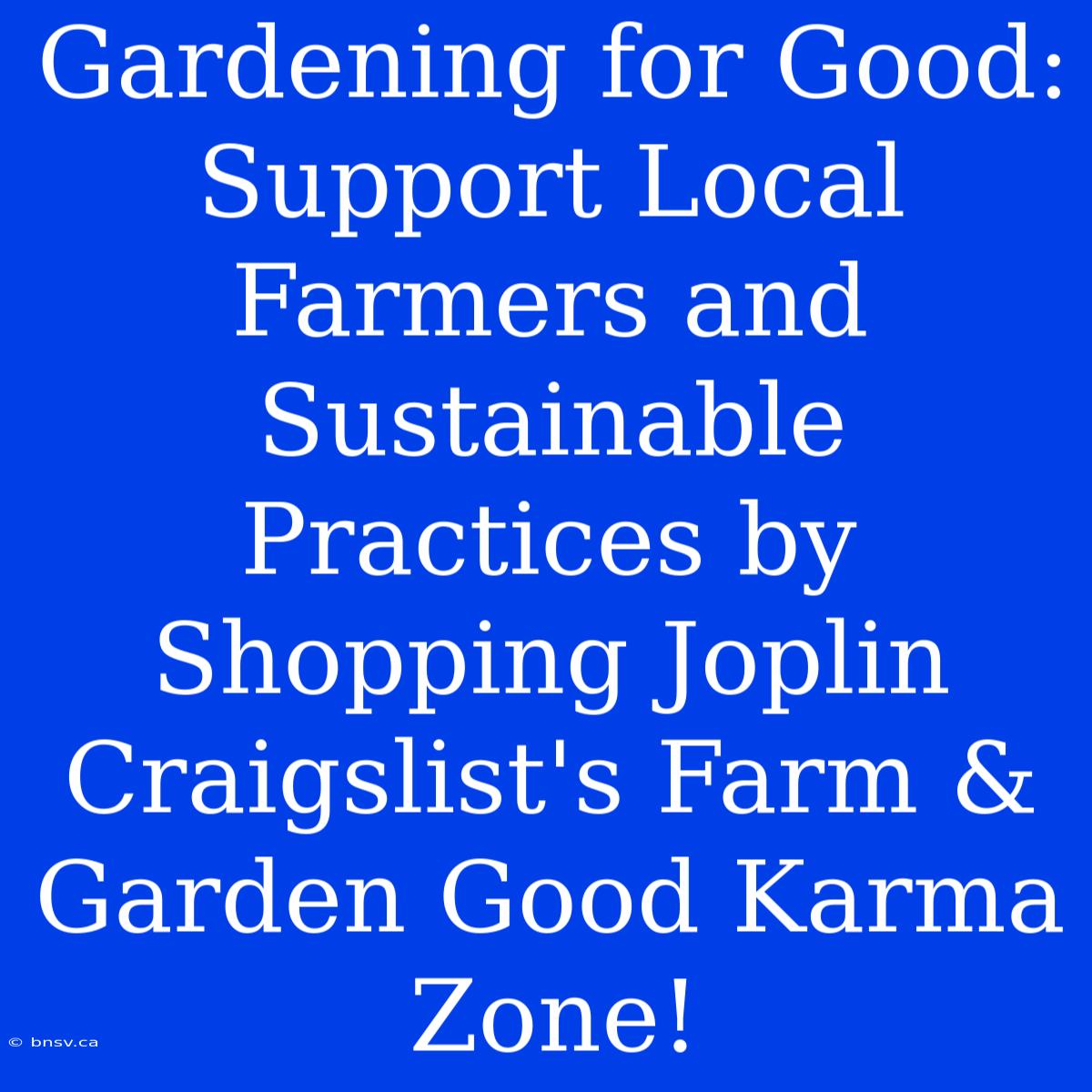 Gardening For Good: Support Local Farmers And Sustainable Practices By Shopping Joplin Craigslist's Farm & Garden Good Karma Zone!