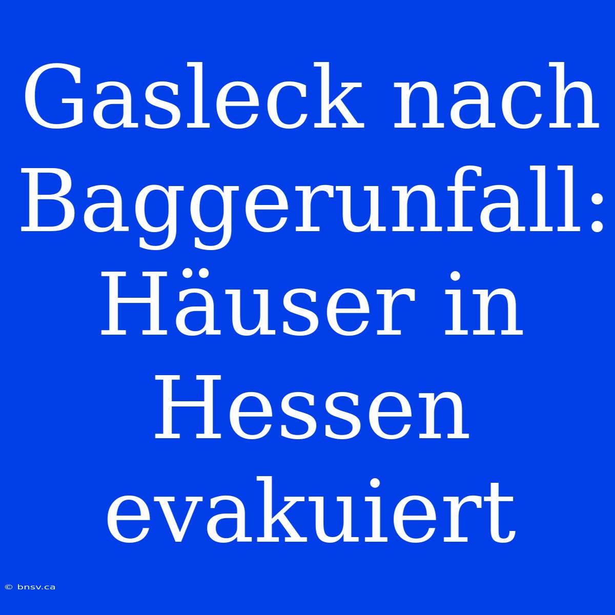 Gasleck Nach Baggerunfall: Häuser In Hessen Evakuiert